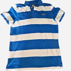 Hollister Polo Shirt – Blue & White Stripes 💙🤍